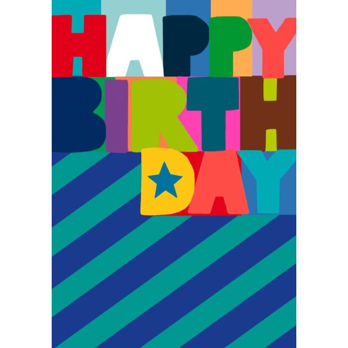 Papersalad Happy Birthday Blue Chevrons
